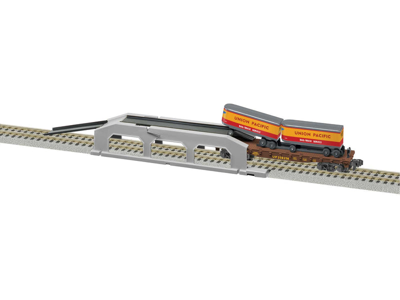 Lionel S 6-47983 American Flyer Piggyback Unloader with UP Flatcar & Trailers