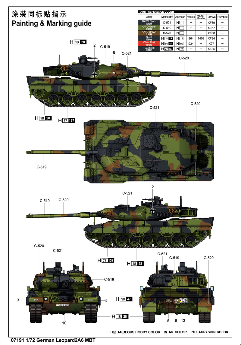 Trumpeter German Leopard2A6 MBT 07191 1:72