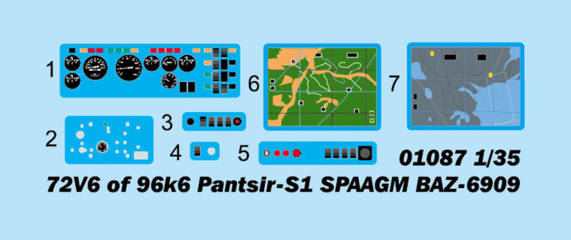 Trumpeter 72V6 of 96k6 Pantsir-S1 SPAAGM BAZ-6909 01087, 1:35