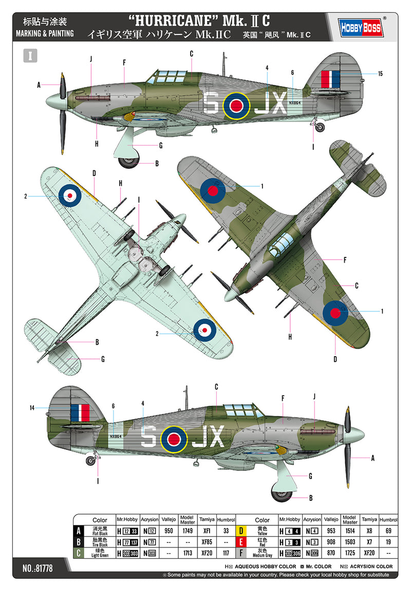 HobbyBoss “HURRICANE” Mk.ⅡC 81778 1:48