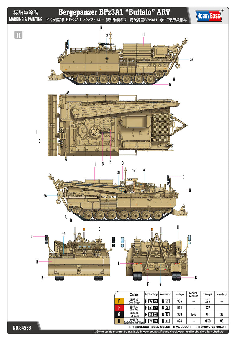 HobbyBoss Bergepanzer BPz3A1 â€œBuffaloâ€ ARV 84566 1:35