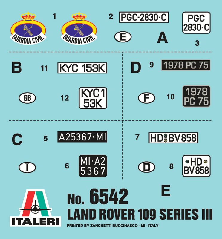 Italeri 6542 - SCALE 1 : 35 LAND ROVER SERIES III 109 "Guardia Civil"