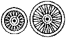 Grandt Line HO 5143 Circus Wagon Wheels, Baggage/Plain: 36" Front & 48" Rear, Two Complete Sets