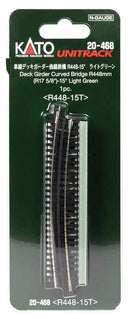 Kato N 20-468 Curved Deck Girder Bridge, Unitrack, Light Green 17.6" Radius R448 15-Degree