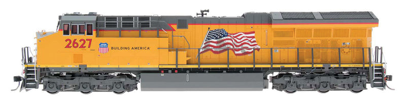 PREORDER InterMountain 497104 HO GE C45AH Tier 4 - Standard DC -- Union Pacific (Armour Yellow; US Flag, Building America Logo)