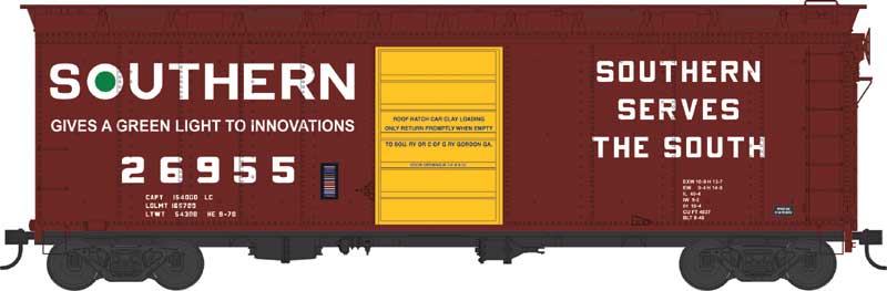 Bowser HO 43176 40' Single-Door Boxcar with Roof Hatches, Southern Railway