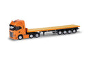 PREORDER Herpa Models 318259 HO Iveco S-Way Tractor with Flatbed Trailer - Assembled -- Municipal (yellow)