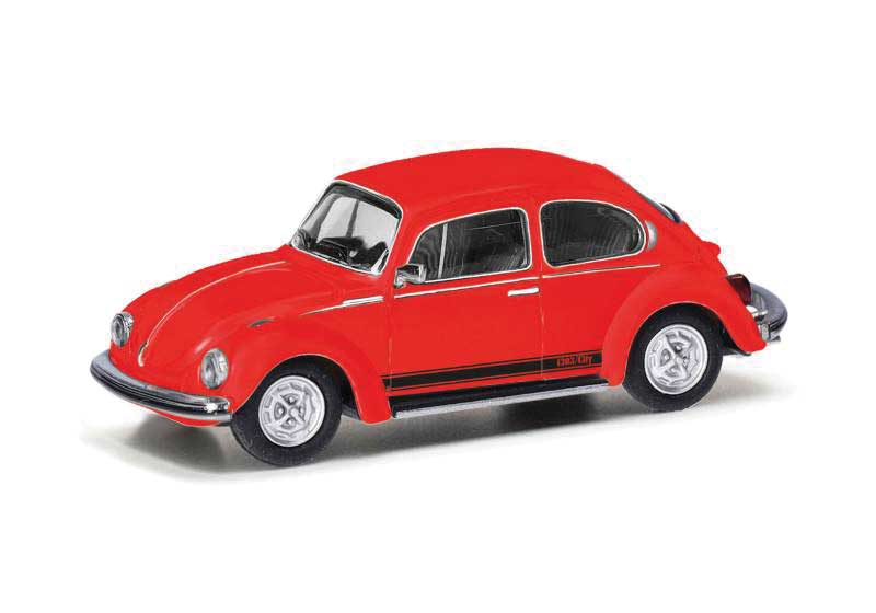 PREORDER Herpa Models 421119 HO Volkswagen Old Beetle 1303 - Assembled -- Red, Black