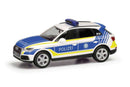 PREORDER Herpa Models 098052 HO Audi Q5 SUV - Assembled -- Police (white, blue, yellow, German Lettering)