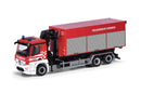 PREORDER Herpa Models 098151 HO Mercedes-Benz Actros M Swap-Body Fire Truck - Assembled -- Fire Department (red, white, silver, German Lettering)