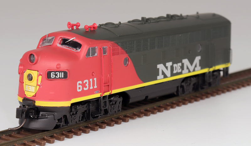 InterMountain 69267 EMD F7A - Standard DC -- Nacionales de Mexico (orange, green, silver, yellow), N Scale