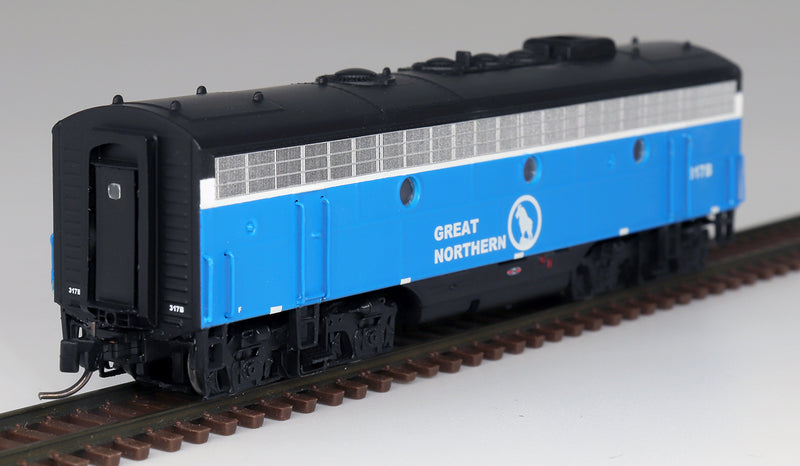 InterMountain 69725D EMD F7B w/DCC -- Great Northern (Big Sky Blue, white, gray), N Scale