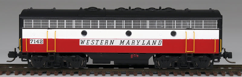 InterMountain 69794 EMD F7B - Standard DC -- Western Maryland (Circus, red, white, black), N Scale