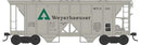 PREORDER Bowser HO 43643 70-Ton 2-Bay Covered Hopper with Open Sides, Weyerhaeuser