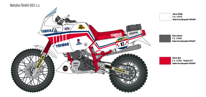 Italeri 4642 - SCALE 1 : 9 YAMAHA TÃƒÆ’Ã‚Â©nÃƒÆ’Ã‚Â©rÃƒÆ’Ã‚Â© 660cc Paris Dakar 1986