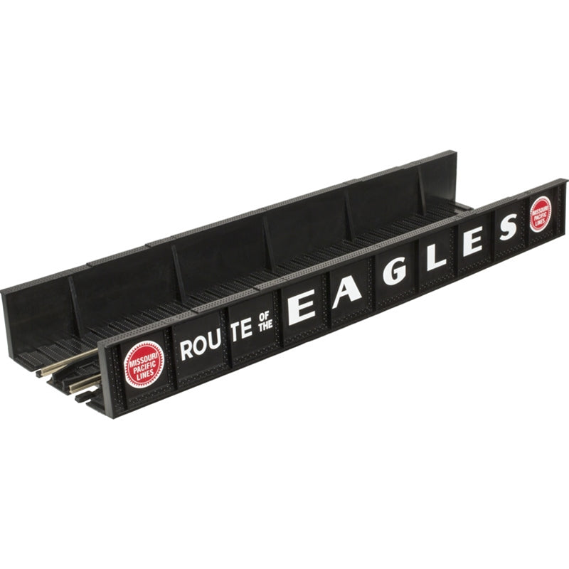 Atlas 70000033 Decorated Plate Girder Bridge w/Code 100 Track -- Kit - Missouri Pacific (black, red, Buzz Saw Logo, Eagles Slogan), HO Scale