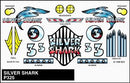 PineCar 325 Stick on Decal - Silver Shark