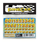 PineCar 4016 Dry Transfer - Yellow Numbers