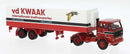 PREORDER Brekina HO 85688 1972 Volvo F89 Tractor with Van Trailer, Assembled, Kwaak (Modern Scheme, red, white, Dutch Lettering)