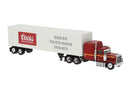 PREORDER Brekina HO 85786 Chevrolet Bison Tractor with Van Trailer, Assembled, Coors (red, white)