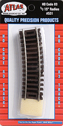 Atlas HO MO531 Code 83 Curved Snap Track, 1/2 Section, 15" Radius (4)