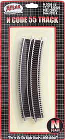 Atlas N 2014 Code 55 Track with Nickel-Silver Rail & Brown Ties, 12-1/2" Radius Full Curve (6)
