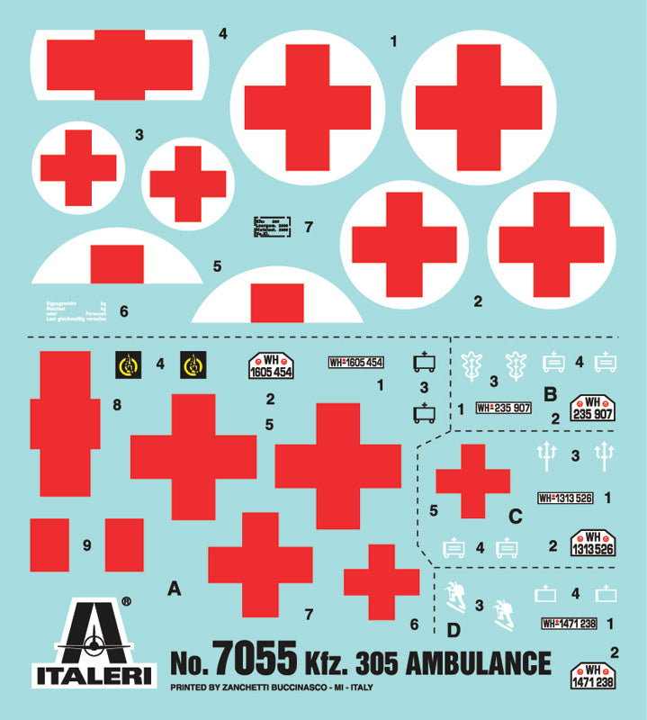 Italeri 7055 - SCALE 1 : 72 KFZ.305 AMBULANCE