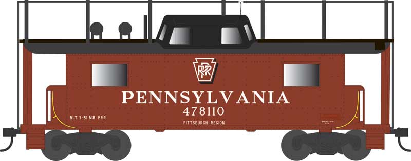 Bowser HO 43419 PRR Class N8 Steel Center-Cupola Cabin Car (Caboose), Pennsylvania Railroad