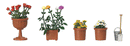 Busch HO 1230 Planted Flowerpots & Pail with Shovel Kit