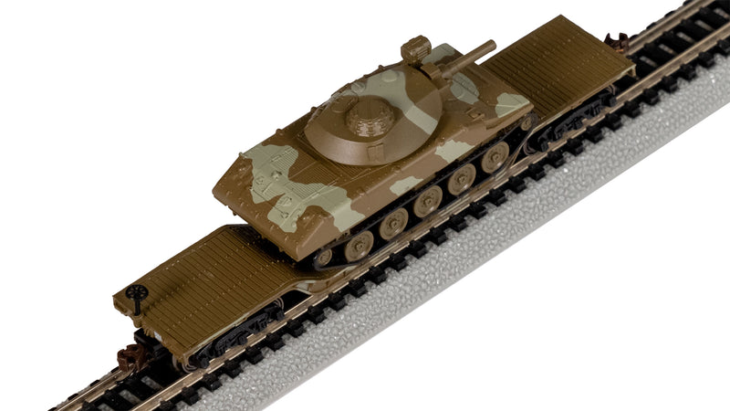 Bachmann N 71388 52' Center-Depressed Flat Car with Sheridan Tank, DODX