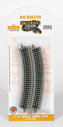 Bachmann Trains N 44801 Curved Track with Nickel Silver Rail & Gray Roadbed, E-Z Track, 11-1/4" Radius (6)