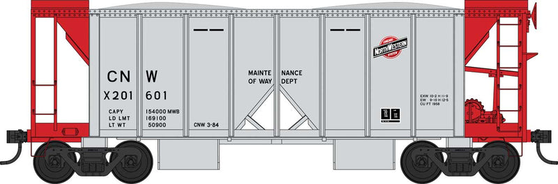 PREORDER Bowser 43655 HO 70-Ton 2-Bay Ballast Hopper with Side Chutes (Ballast Gates) - Ready to Run -- Chicago & North Western