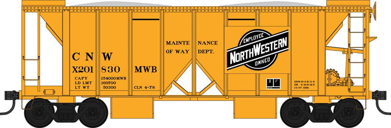 PREORDER Bowser 43658 HO 70-Ton 2-Bay Ballast Hopper with Side Chutes (Ballast Gates) - Ready to Run -- Chicago & North Western