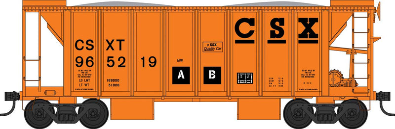 PREORDER Bowser 43664 HO 70-Ton 2-Bay Ballast Hopper with Side Chutes (Ballast Gates) - Ready to Run -- CSX