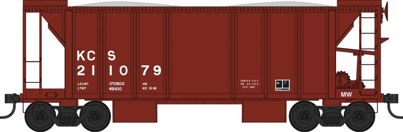 PREORDER Bowser 43671 HO 70-Ton 2-Bay Ballast Hopper with Side Chutes (Ballast Gates) - Ready to Run -- Kansas City Southern