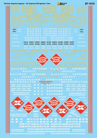 Microscale HO 87-1010 Railway Express Agency, REA, 50' Refrigerator Car (Express, Ice) 1953-1967