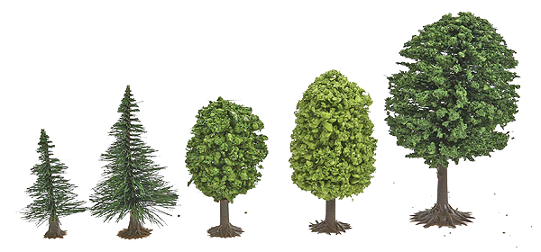 Busch N 6591 Mixed Forest Trees (50), 1-3/16 to 2-3/8" 3 to 6cm