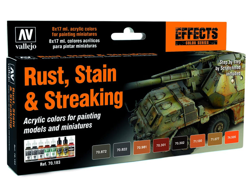 Vallejo Acrylic Paints 70183 Rust Stain & Streakin Paint Set (8-Pack)