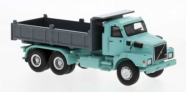 Brekina Automodelle 85655 1980 Volvo N 10 Dump Truck - Assembled -- Mint Green, Gray, HO Scale