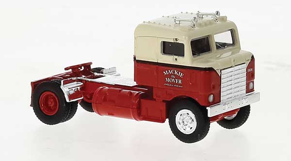 Brekina Automodelle 85952 1950 Kenworth Bullnose Tractor Only - Assembled -- Mackie the Mover (red, ivory), HO Scale