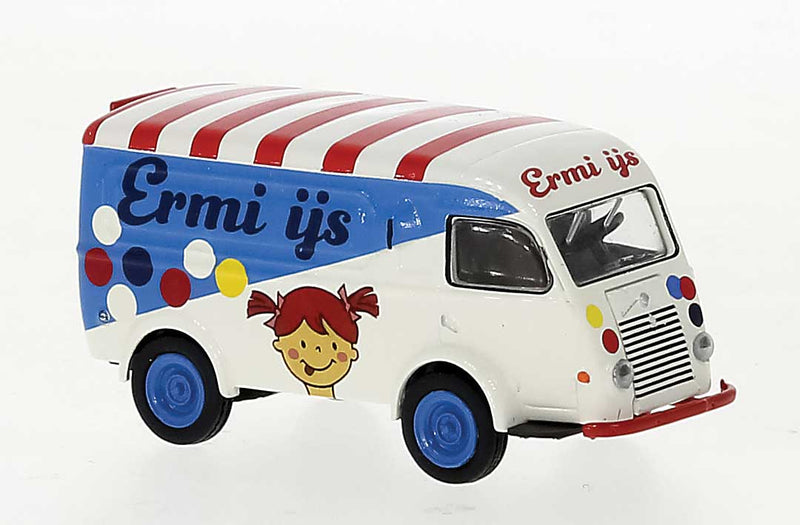 Brekina Automodelle 14662 1950 Renault Goelette Cargo Van - Assembled -- Ermi Ijs (white, blue, red, Dutch Lettering), HO Scale