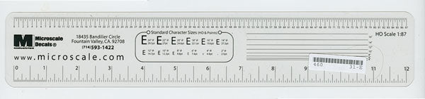 Microscale HO 31 Microscale Clear (See-Through)Scale Ruler
