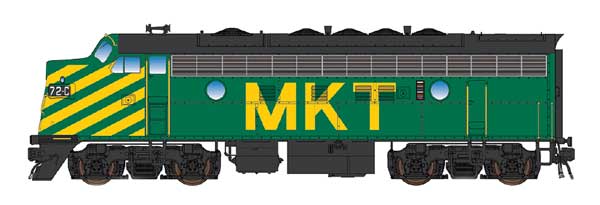 InterMountain 69292 EMD F7A - Standard DC -- Missouri-Kansas-Texas (green, yellow, black), N Scale