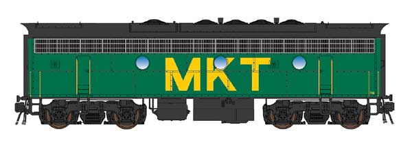 InterMountain 69792 EMD F7B - Standard DC -- Missouri-Kansas-Texas (green, yellow, black), N Scale