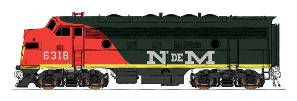 InterMountain 69267S EMD F7A w/Sound & DCC -- Nacionales de Mexico (orange, green, silver, yellow), N Scale