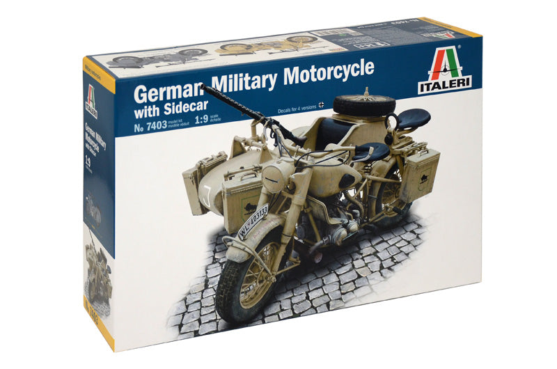 Italeri 7403 - SCALE 1 : 9 German Military Motorcycle with side car