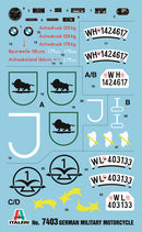 Italeri 7403 German Military Motorcycle with side car 1:9