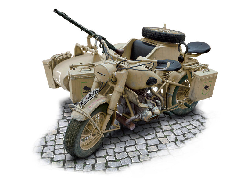 Italeri 7403 - SCALE 1 : 9 German Military Motorcycle with side car