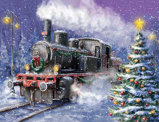 Train Enthusiast Vendors 93209 Christmas Train Note Cards (2 Cards)