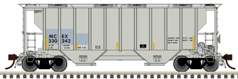 Atlas 20007118  Portec 3000 2-Bay Covered Hopper - Ready to Run - Master(R) Plus -- Midwest Railcar MCEX